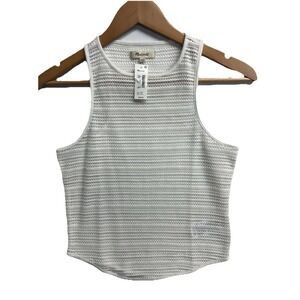 Madewell Women's XS Cream Knit Tank Top NWT Sleeveless Textured Cropped Sweater